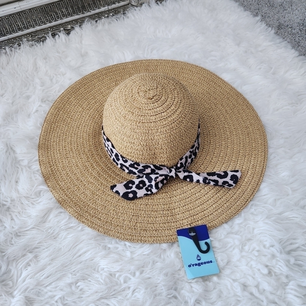 O'Rageous Women's Animal Print Band Sparkle Sun Hat. One Size. New.
